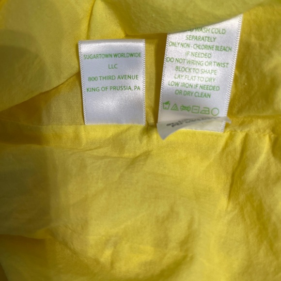 Lilly Pulitzer Laurenne Off the Shoulder Calla Lily Yellow Cotton Top Large - Picture 11 of 11